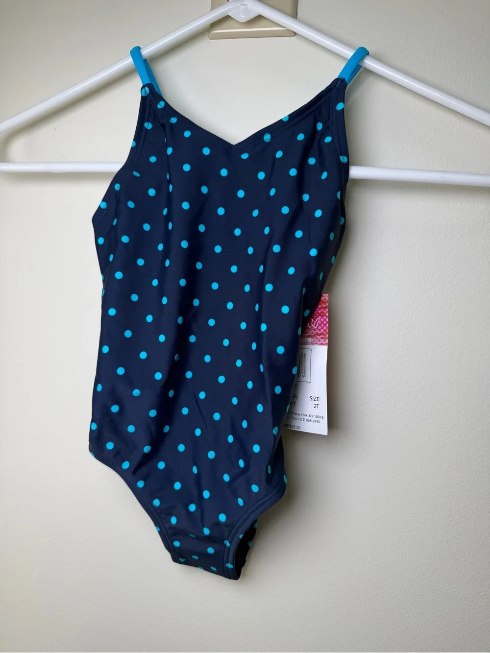 New Girls Kanu Surf Daisy UPF 50 Beach One Piece Swimsuit Blue Polka Dot Size 2T